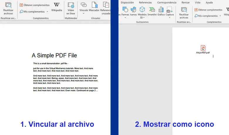Como Adjuntar un PDF en Word