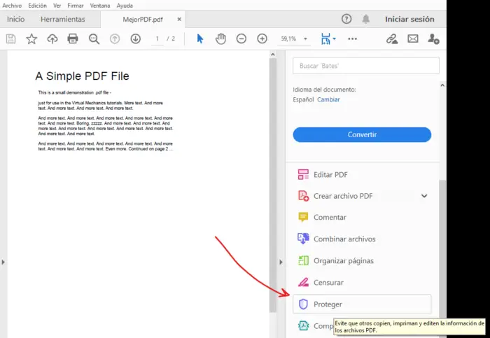 Proteger PDF con Adobe Acrobat